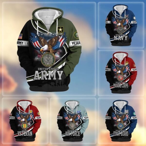 Premium US Veterans Zip Hoodie VT1610024