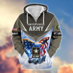 Premium US Veterans Zip Hoodie VT1610022 - Army, S