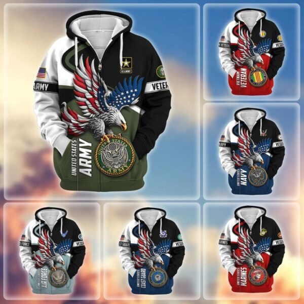 Premium US Veterans Zip Hoodie VT1610019