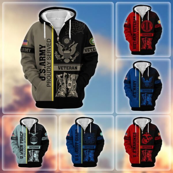 Premium US Veterans Zip Hoodie VT1610016