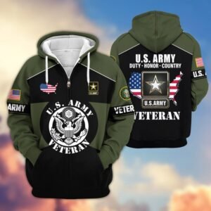 Premium US Veterans Zip Hoodie VT1610014 - Army, S