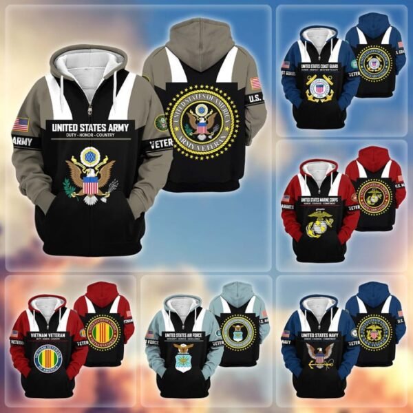 Premium US Veterans Zip Hoodie VT1610012