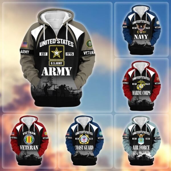 Premium US Veterans Zip Hoodie VT1610011