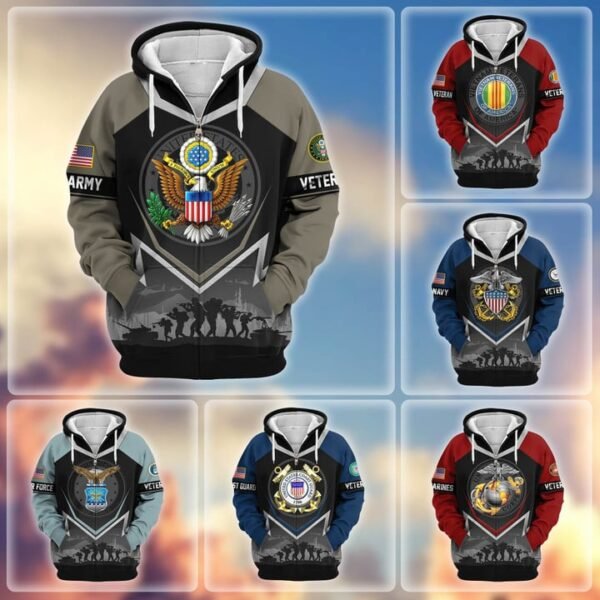 Premium US Veterans Zip Hoodie VT1610010