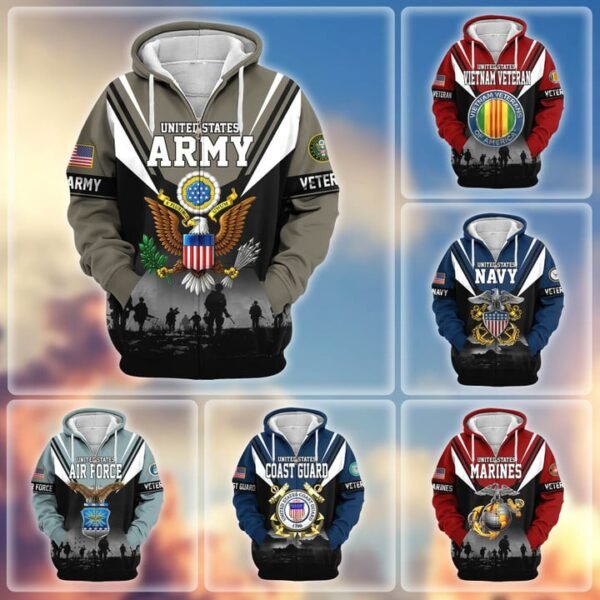 Premium US Veterans Zip Hoodie VT1610006