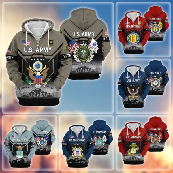 Premium US Veterans Zip Hoodie VT1610005