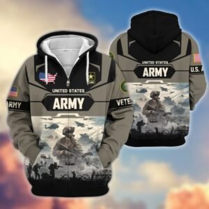 Premium US Veterans Zip Hoodie VT1610003 - Army, S
