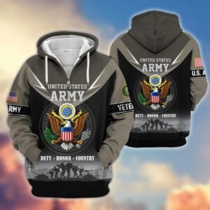 Premium US Veterans Zip Hoodie VT1610002 - Army, S