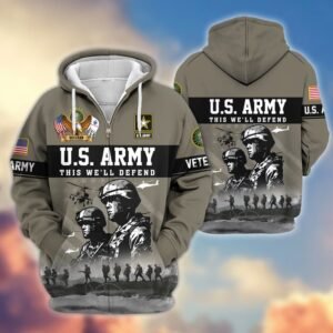 Premium US Veterans Zip Hoodie VT1610033 - Army, S