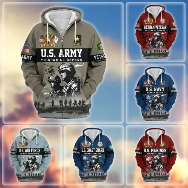Premium US Veterans Zip Hoodie VT1610033